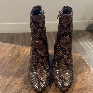 Aldo Dark Brown Snake Pattern Booties